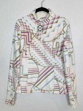 CALIA Cold Dash 1/4 Zip Pullover Top Women's Large NEW Stipple Print Cloud Cover